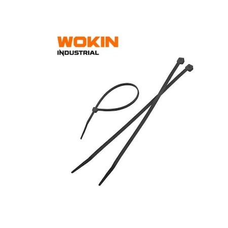 Wokin Cable Tie, 140 mm L, 33 mm Max Bundle Dia., Black, Nylon, 40 lb Strength 651231